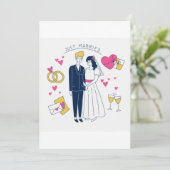 Whimsical Hand-Drawn "Just Married" Couple  (スタンド正面)