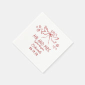 Whimsical Hand Drawn Love Birds Wedding Napkins スタンダードカクテルナプキン (角)