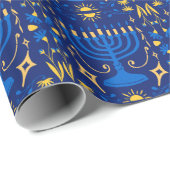 Whimsical Hand Drawn Menorah Candle Hanukkah ラッピングペーパー (ロールコーナー)