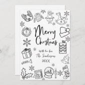 Whimsical Hand Drawn Merry Christmas シーズンカード (正面/裏面)