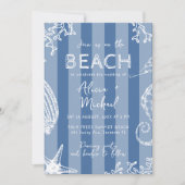 Whimsical hand drawn nautical coastal wedding  招待状 (正面)