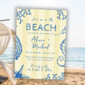 Whimsical hand drawn nautical coastal wedding  招待状