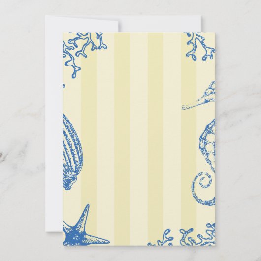 Whimsical hand drawn nautical coastal wedding  招待状 (裏面)