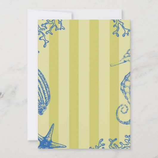 Whimsical hand drawn nautical coastal wedding  招待状 (裏面)