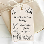 Whimsical Hand Drawn New Year's Eve Party ギフトタグ