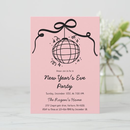 Whimsical Hand Drawn New Year's Eve Party  招待状 (スタンド正面)