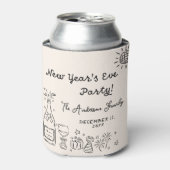 Whimsical Hand Drawn New Year's Eve Party 缶クーラー (缶正面)
