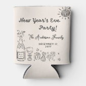 Whimsical Hand Drawn New Year's Eve Party 缶クーラー (正面)