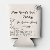 Whimsical Hand Drawn New Year's Eve Party 缶クーラー (裏面)