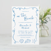 Whimsical Hand Drawn On the Beach Wedding 招待状 (スタンド正面)