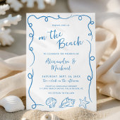 Whimsical Hand Drawn On the Beach Wedding 招待状