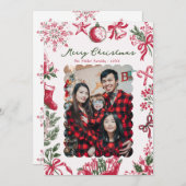 Whimsical Hand Drawn  Photo Christmas Card シーズンカード (正面/裏面)