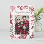 Whimsical Hand Drawn  Photo Christmas Card シーズンカード (スタンド正面)