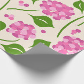 Whimsical Hand-Drawn Pink Hydrangea Botanical ラッピングペーパー (角)
