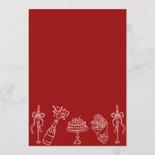 Whimsical Hand Drawn Pink Red Galentines Day Party 招待状 (裏面)