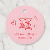 Whimsical Hand Drawn Pink Red Wedding Thank You フェイバータグ (裏面)