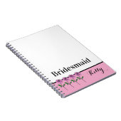 Whimsical Hand Drawn Pink Roses Bridesmaid ノートブック (右側)