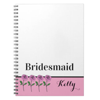 Whimsical Hand Drawn Pink Roses Bridesmaid ノートブック