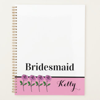 Whimsical Hand Drawn Pink Roses Bridesmaid プランナー手帳