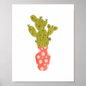 Whimsical Hand-Drawn Potted Cactus Art ポスター (正面)