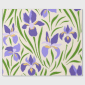 Whimsical Hand-Drawn Purple Iris Botanical ラッピングペーパー (フラット)