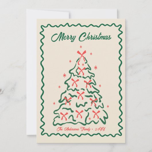 Whimsical Hand Drawn Quirky Merry Christmas Photo シーズンカード (正面)