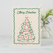 Whimsical Hand Drawn Quirky Merry Christmas Photo シーズンカード (スタンド正面)