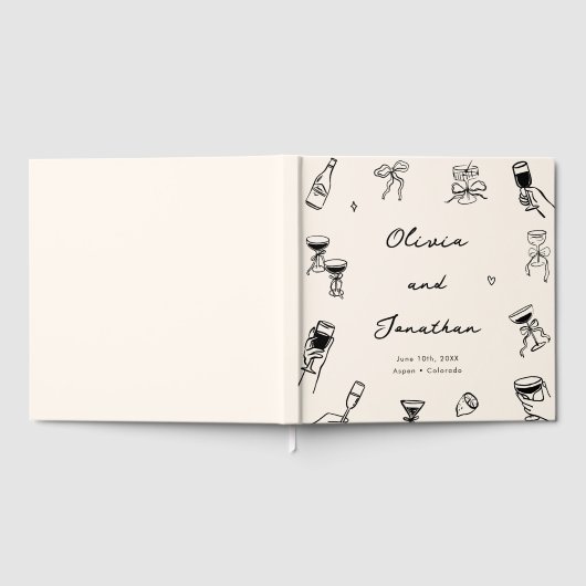 Whimsical Hand Drawn Quirky Wedding ゲストブック (全面)