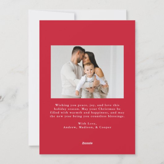 Whimsical Hand-Drawn Red Bow Christmas 2 Photo シーズンカード (裏面)