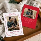 Whimsical Hand-Drawn Red Bow Happy Howlidays Photo シーズンカード