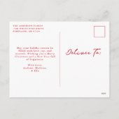 Whimsical Hand-Drawn Red Bows Photo Christmas シーズンポストカード (裏面)