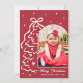 Whimsical Hand-Drawn Red Christmas Tree Arch Photo シーズンカード (正面)