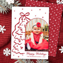 Whimsical Hand-Drawn Red Christmas Tree Arch Photo