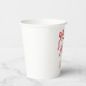 Whimsical Hand Drawn Red Pink Birthday Party 紙コップ (右)