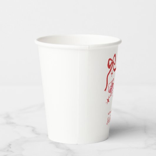 Whimsical Hand Drawn Red Pink Birthday Party 紙コップ (右)