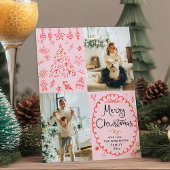Whimsical Hand Drawn Retro Merry Christmas 2 Photo シーズンカード