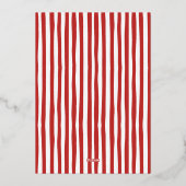 Whimsical Hand Drawn Retro Red Green Ribbon Bow 箔シーズンカード (裏面)