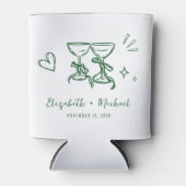 Whimsical Hand Drawn Romantic Green Wedding 缶クーラー (正面)