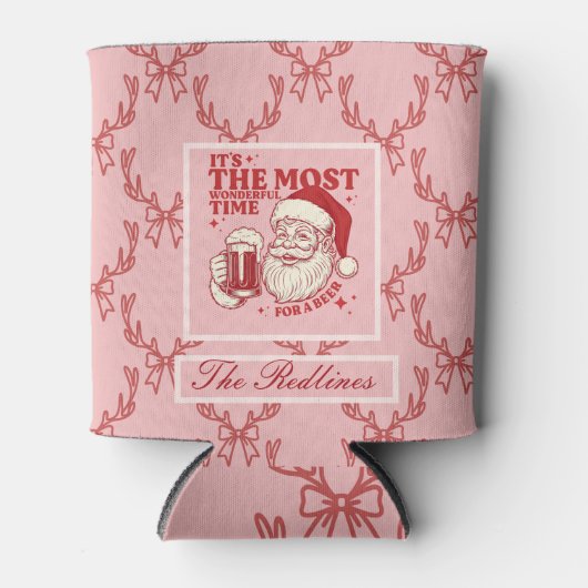 Whimsical Hand-Drawn Santa Christmas 缶クーラー (正面)