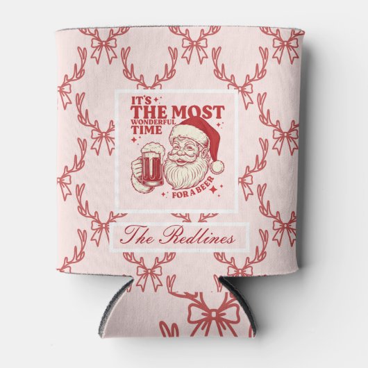 Whimsical Hand-Drawn Santa Christmas 缶クーラー (正面)