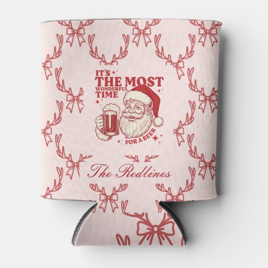 Whimsical Hand-Drawn Santa Christmas 缶クーラー (正面)