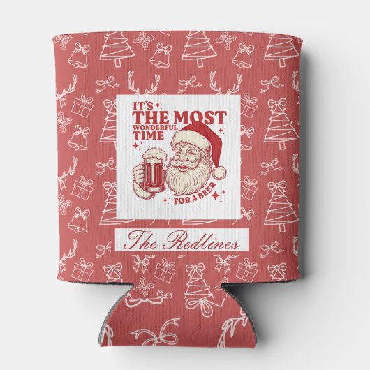 Whimsical Hand-Drawn Santa Christmas 缶クーラー (裏面)