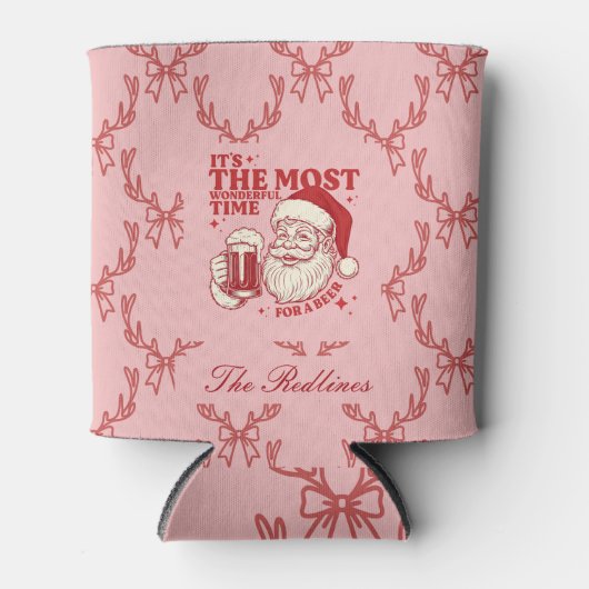 Whimsical Hand-Drawn Santa Christmas 缶クーラー (正面)