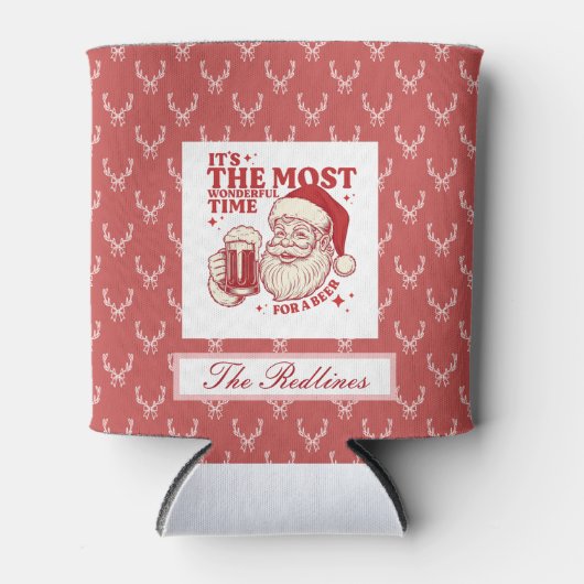 Whimsical Hand-Drawn Santa Christmas 缶クーラー (正面)