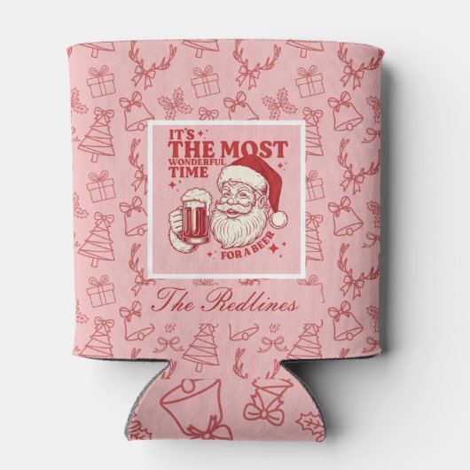 Whimsical Hand-Drawn Santa Christmas 缶クーラー (裏面)