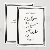 Whimsical Hand Drawn Save The Date Wedding セーブザデート (正面/裏面)