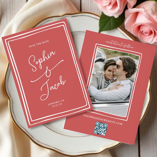 Whimsical Hand Drawn Save The Date Wedding Photo セーブザデート