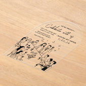 Whimsical Hand Drawn Scribble Wedding Invitation アクリル招待状 (レイダウン)