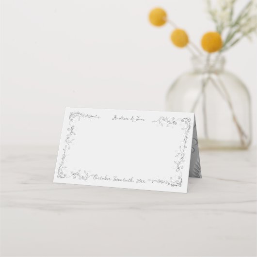 Whimsical Hand Drawn Script Wedding Guest プレイスカード (裏面)