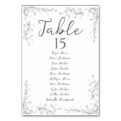 Whimsical Hand Drawn Script Wedding Seating Plan テーブルナンバー (正面)